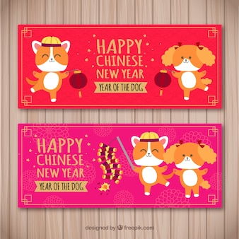 Red and purple chinese new year banner design