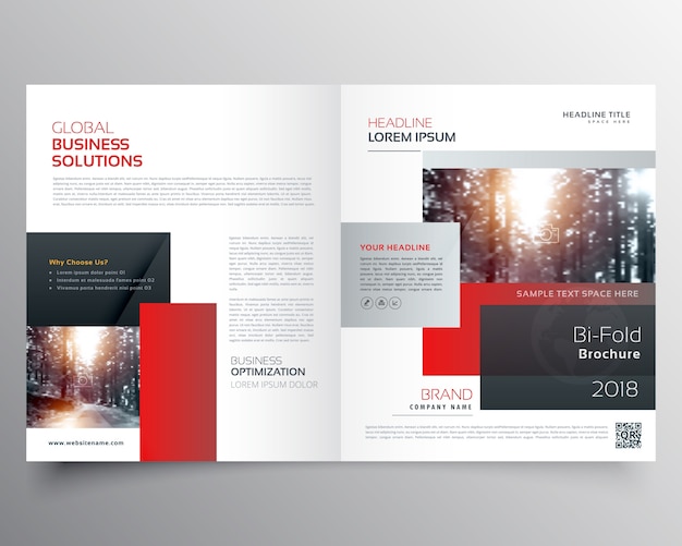 Red rectangular business brochure template