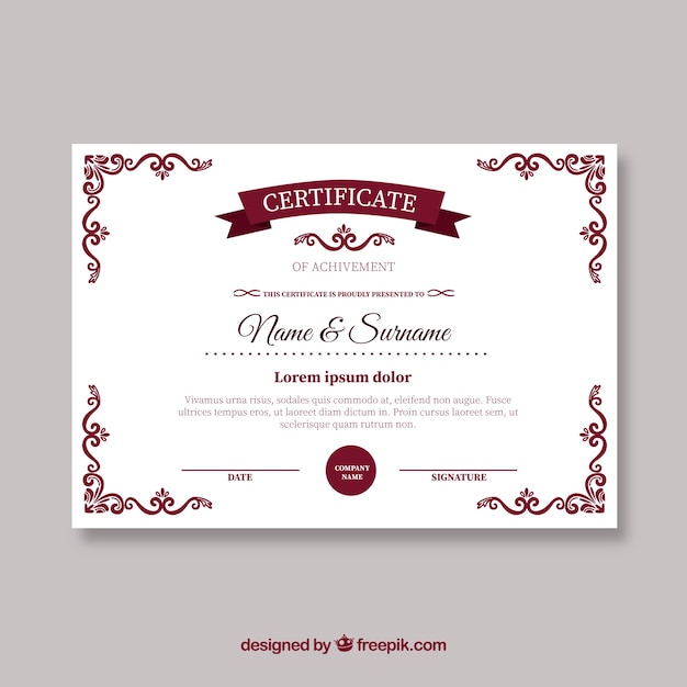 Red retro certificate template