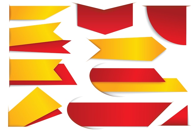 red ribbon bookmarks tag banner and corners sale promotion shopping discounts offer or store goods price tags templates