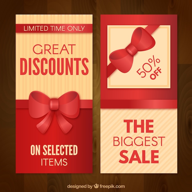 Red ribbon discount banners