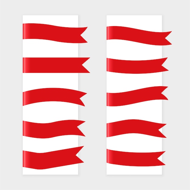 Free vector red ribbon flags set of ten
