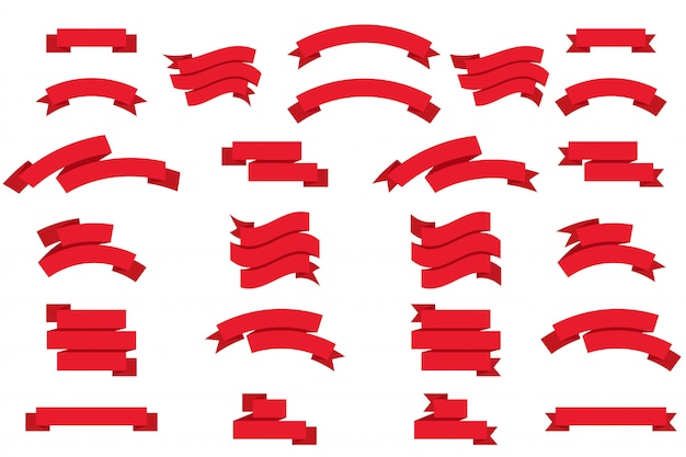 Красная лента плоские баннеры набор