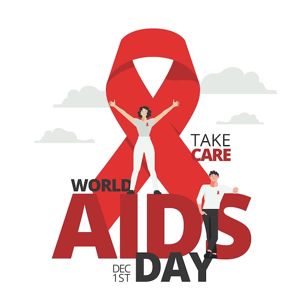 Vettore gratuito giornata mondiale contro l'aids del nastro rosso