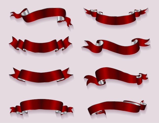 Free vector red ribbons collection