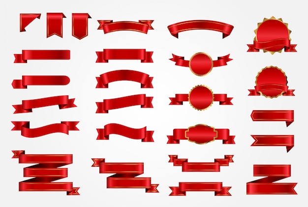 Free vector red ribbons collection