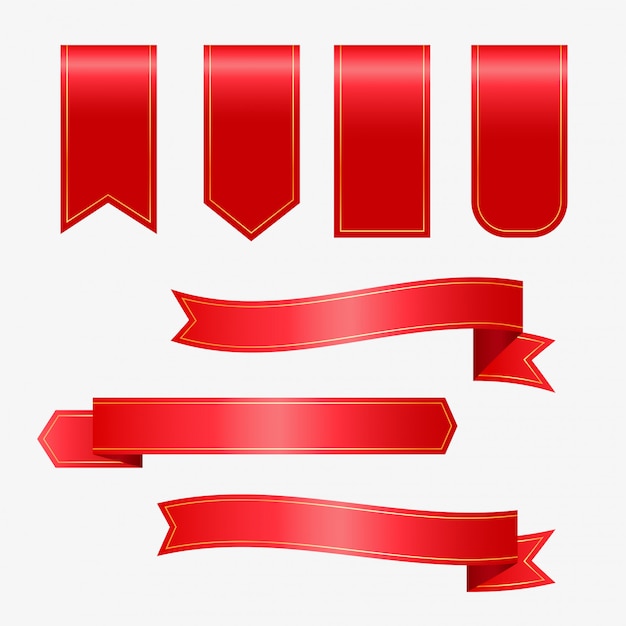 Free vector red ribbons and tags set