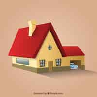 Vettore gratuito red tetto della casa in prospettiva