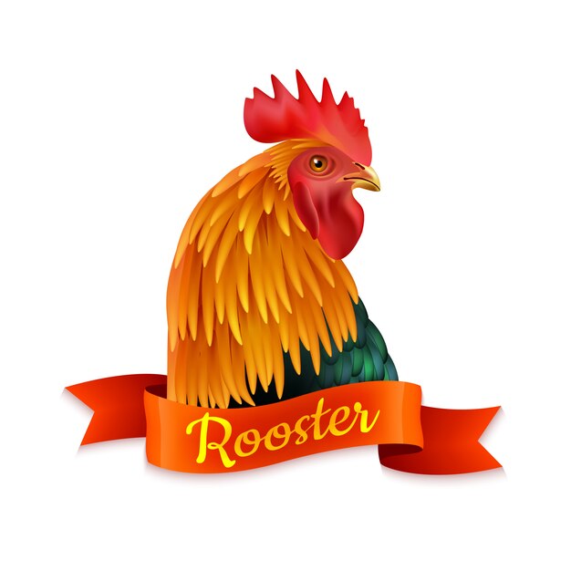 Red Rooster Head Profile Colorful Image