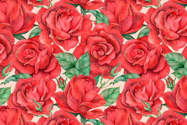赤いバラのパターンの背景