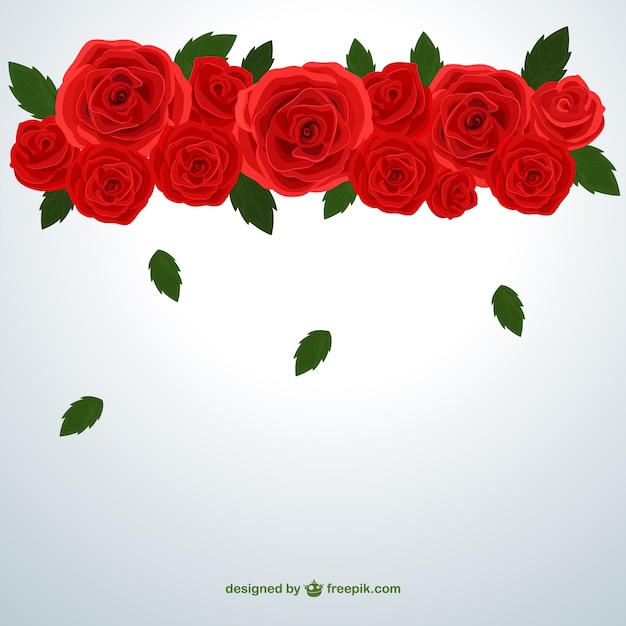 Free vector red roses and falling leaves