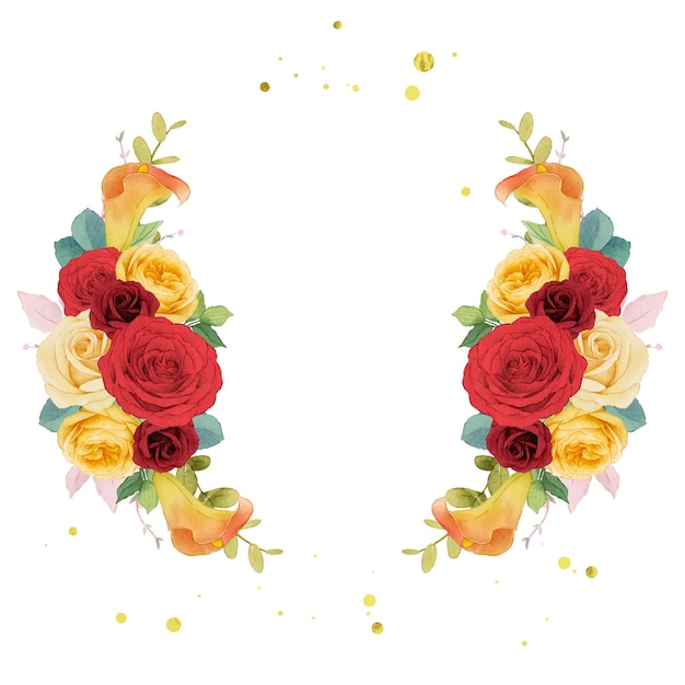 Free vector red roses flowers wreath