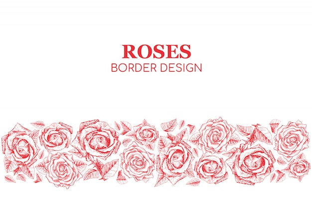 Красные розы бесшовные дизайн бордюра