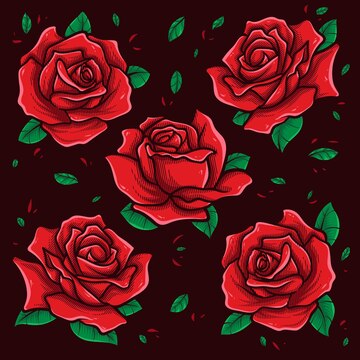 Free Vector | Red roses vector art