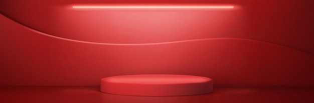 赤い円形の表彰台またはステージ
