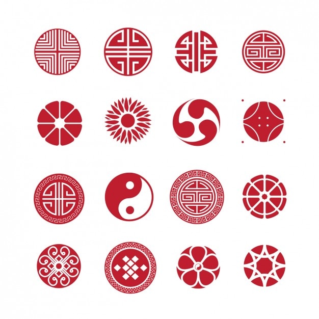 Free vector red rounded icons pack