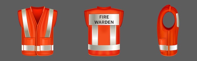 Red safety vest with reflective stripes uniform