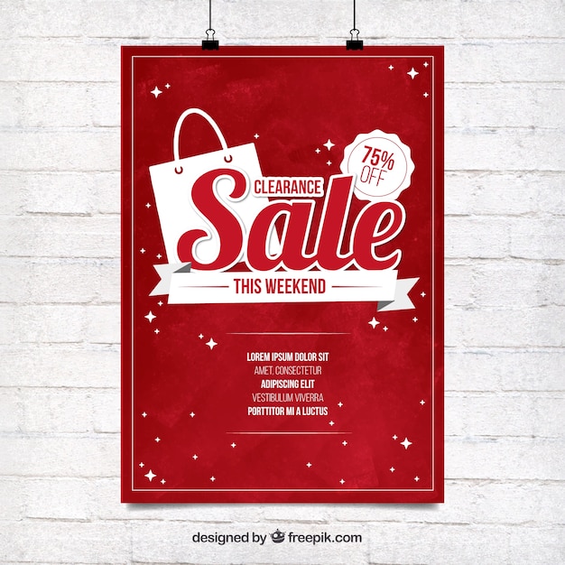 Бесплатное векторное изображение Плакат шаблон красный продажа