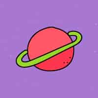 Free vector red saturn illustrated on a purple background vector