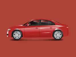 Free vector red sedan car in a red background vector