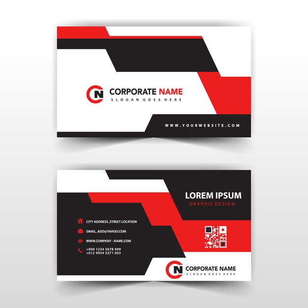 red shape business card