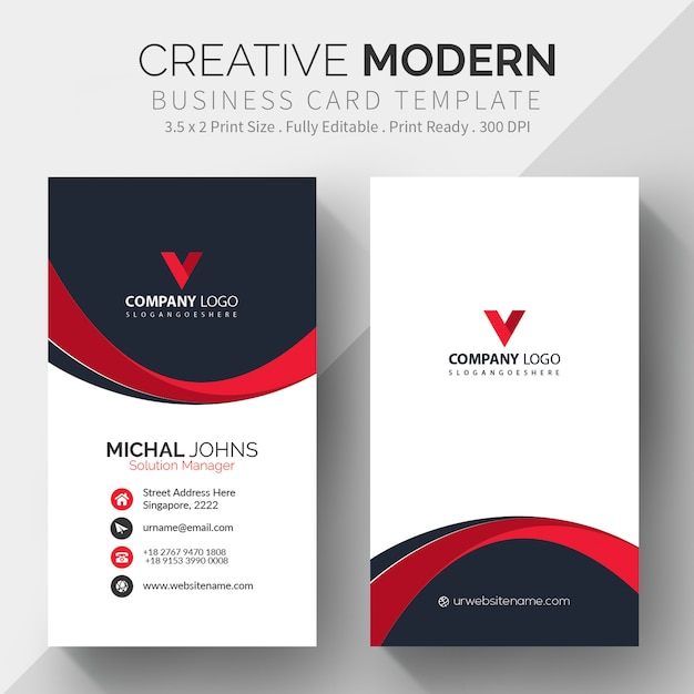 Free vector red shape visit card