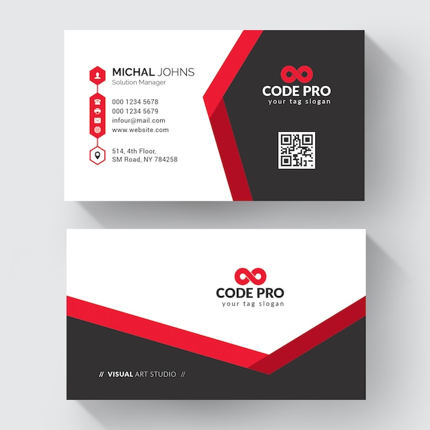 Red shape visit card 