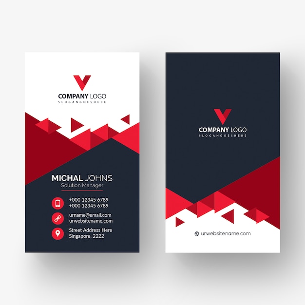 Free vector red shape visit card