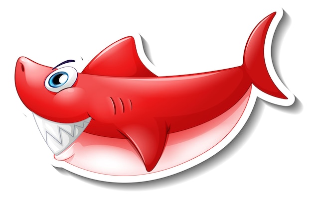 Free vector red shark cartoon sticker