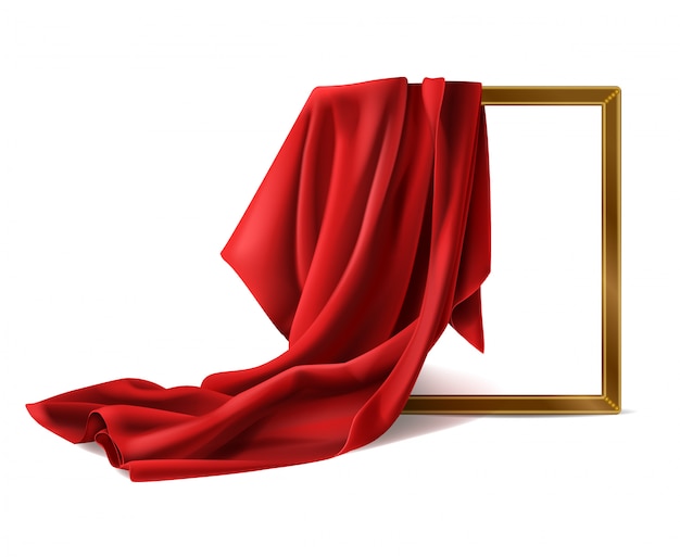 Бесплатное векторное изображение Фоторамка из красной шелковой ткани