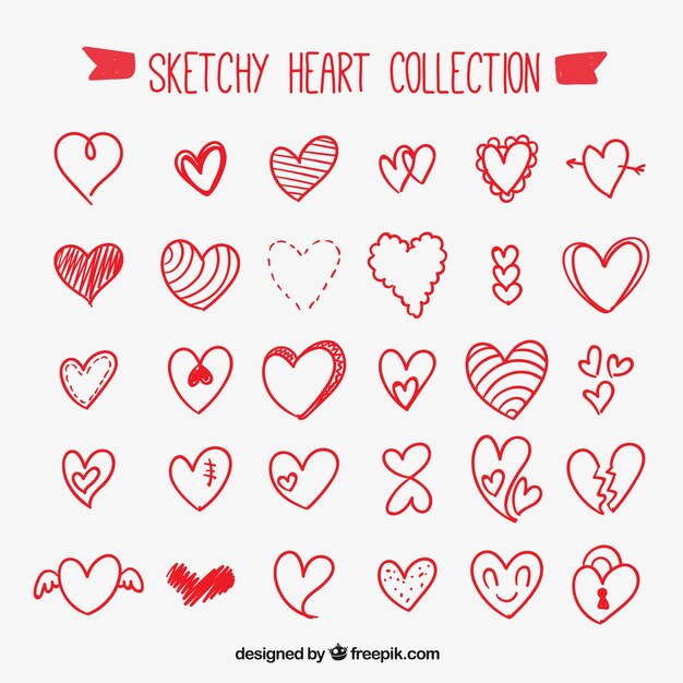 Red sketchy heart collection