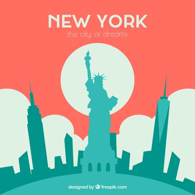 Free vector red skyline of new york