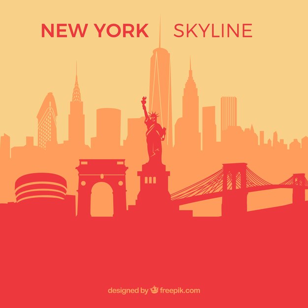 Red skyline of new york