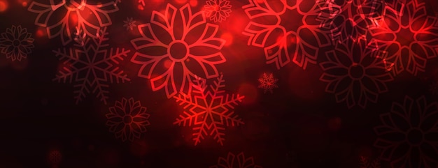 Red snowflakes shiny banner for merry christmas