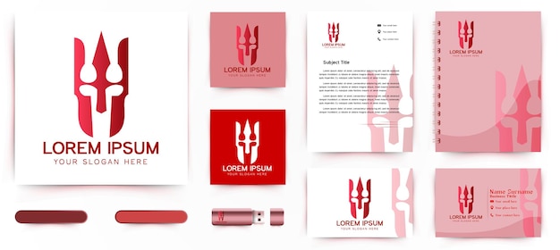 Red Spartan warrior Logo and business card branding template Designs Inspiration Isolated on White Background