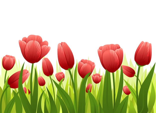 無料ベクター 赤い春の花の構成