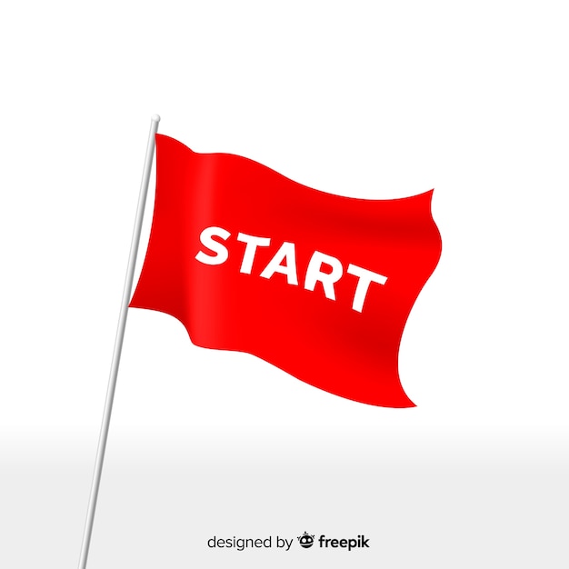 Red start flag with modern style