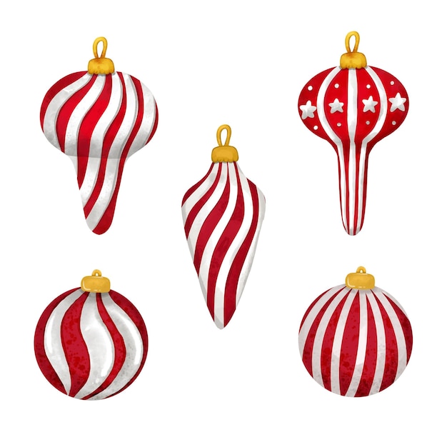 Free vector red stripe baubles christmas decoration