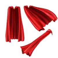 Free vector red superhero cape, cloak with golden pin