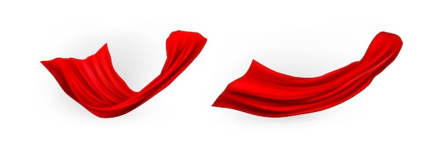 Red superhero cape set on white background