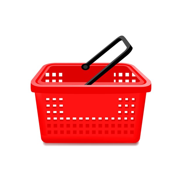 Red supermarket basket isolated