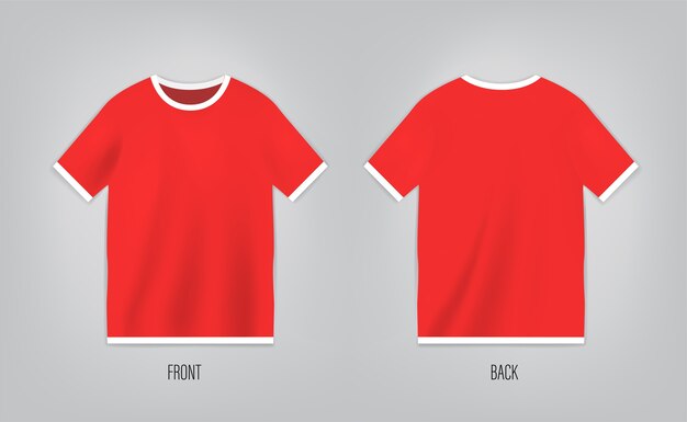 Download Premium Vector Red T Shirt Template With Short Sleeve Shirt Front And Back