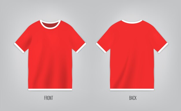 Download Premium Vector Red T Shirt Template With Short Sleeve Shirt Front And Back