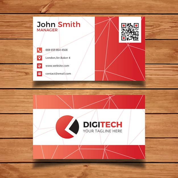 Free vector red technology business card