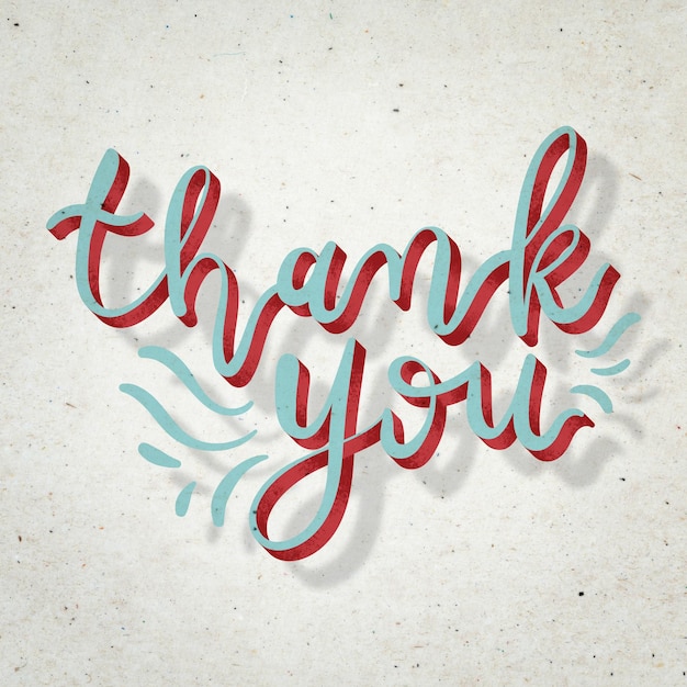 Free vector red thank you doodle text font  typography