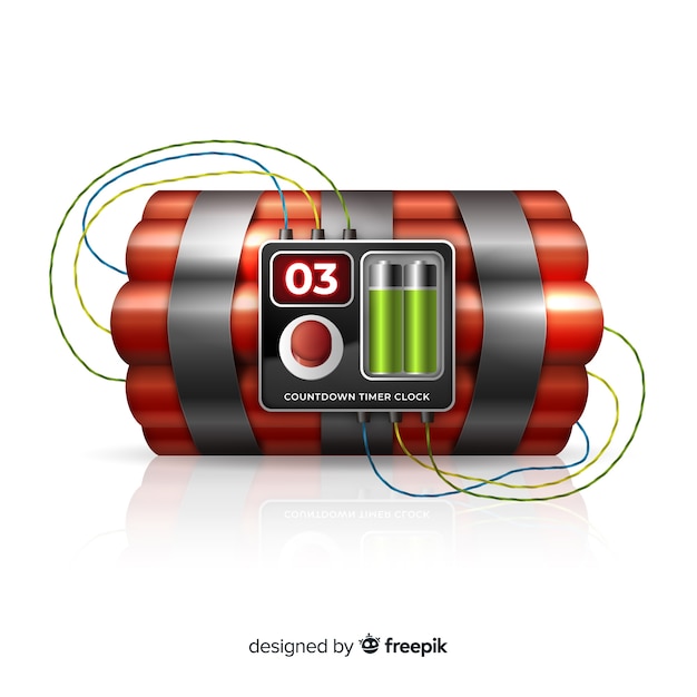 Free vector red time bomb realistic design