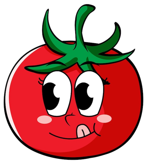 Pomodoro rosso con la faccia felice