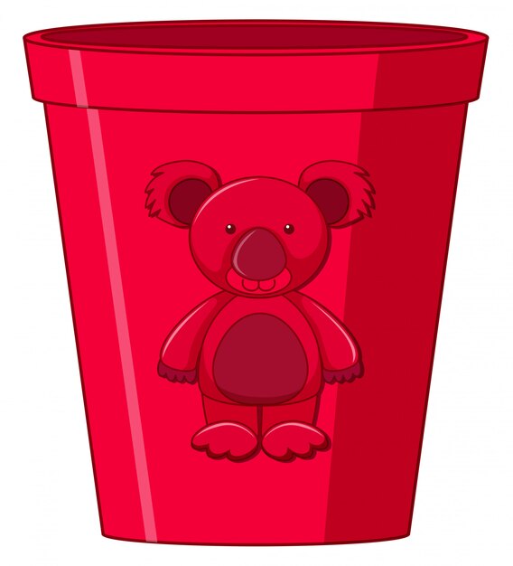 Red toy cup with bear