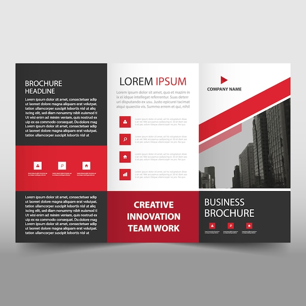 Red trifold business flyer template