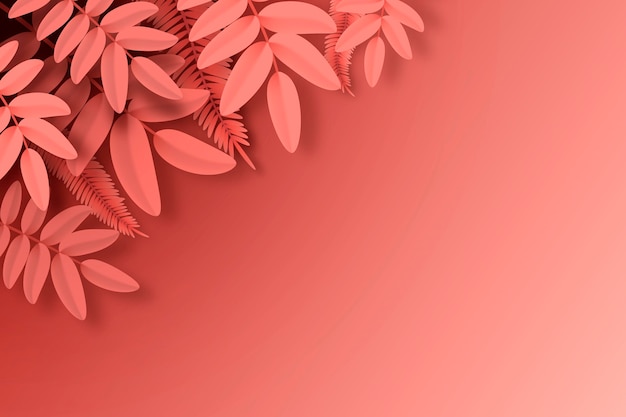 Red tropical leaves copy space background